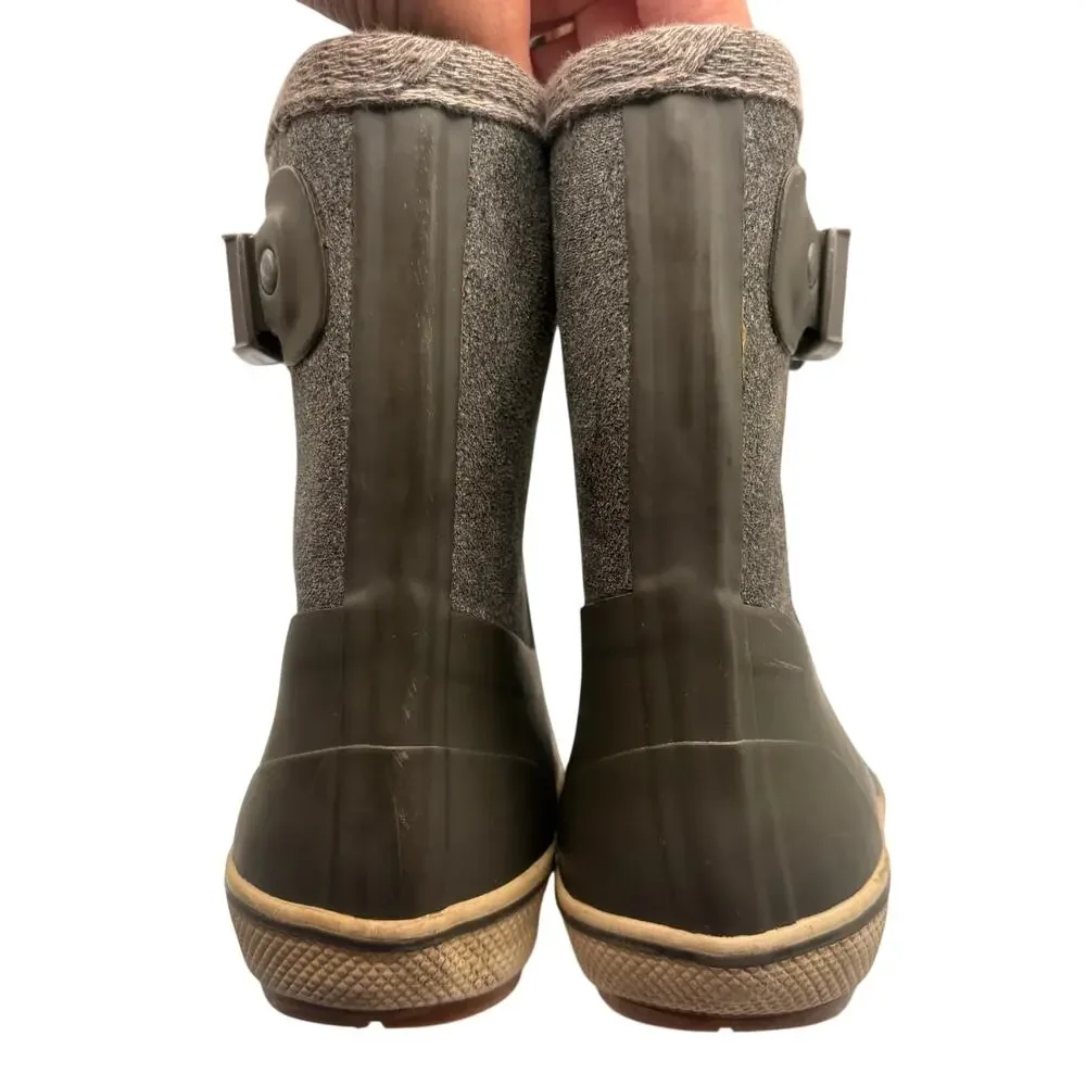 Zara Kids Waterproof Winter Rain Boots 24/25 Gray Rubber Felt Insulated Neutral
